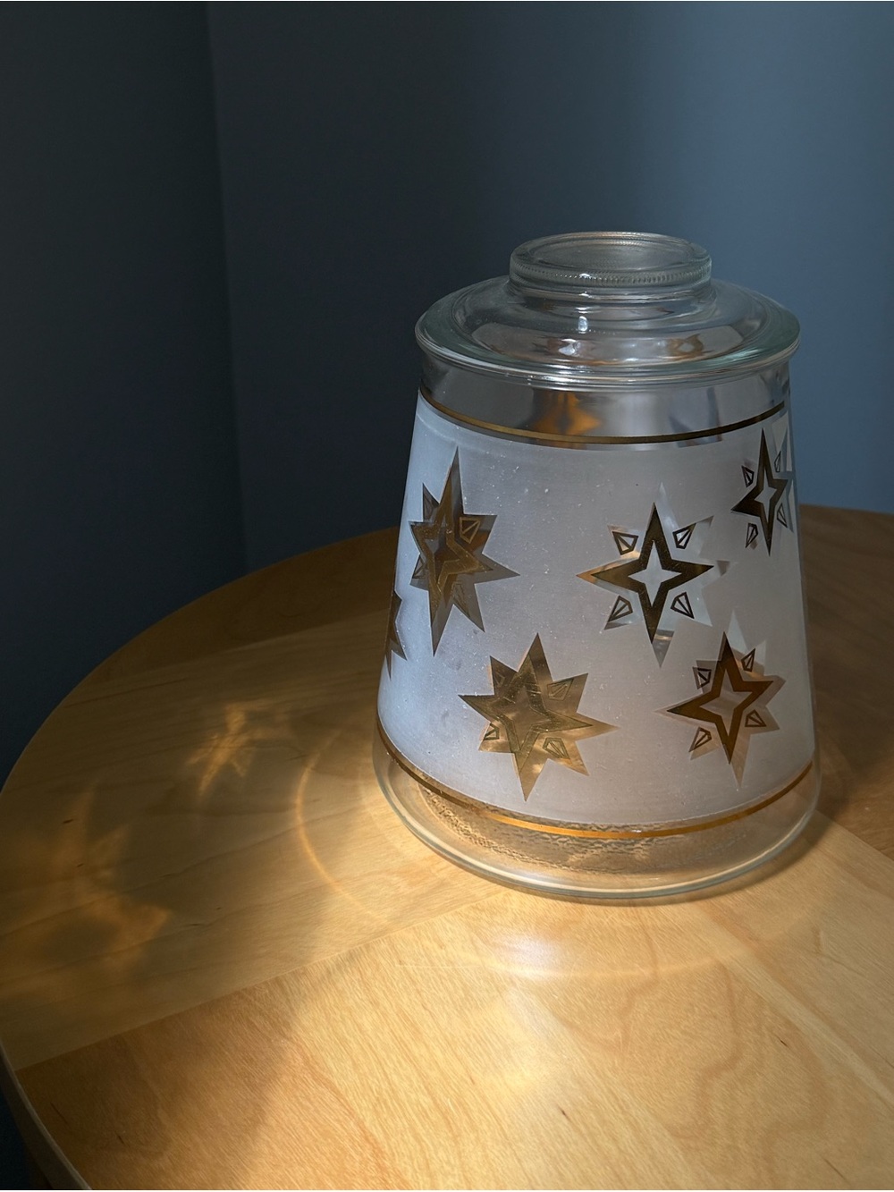 Bartlett Collins Starburst Cookie Jar Vintage Frosted Glass Mid Century Canister
